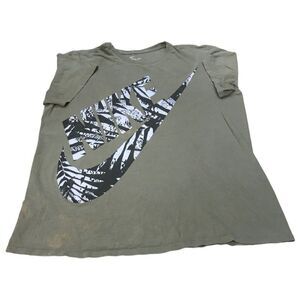 Nike The Nike Tee Men Large Athletic cut Army Green Tshirt black white Logo READ